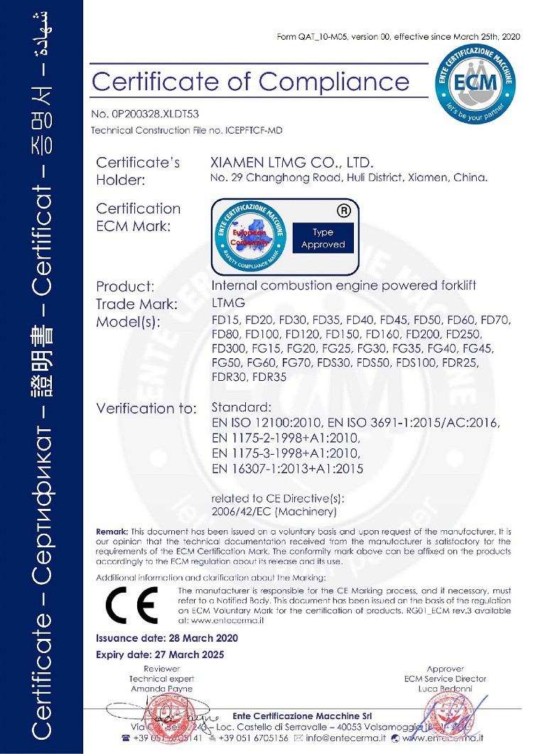 CE Certificate of Diesel ForkliftLPGgasoline Forklift CE Certificate of Diesel ForkliftLPGgasoline Forklift