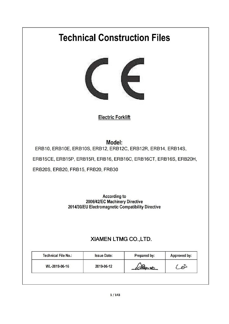 CE Certificate of reach truck CE Certificate of reach truck