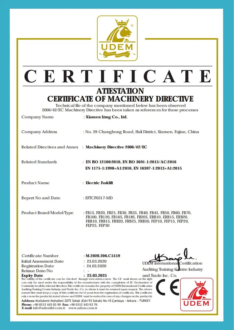CE Certificate of Electric ForkliftElectric Pallet Truck CE Certificate of Electric ForkliftElectric Pallet Truck