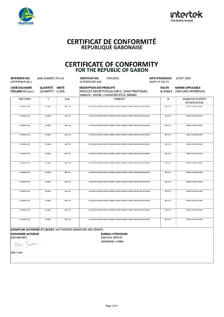 Certificate of Conformity 2 Certificate of Conformity 2