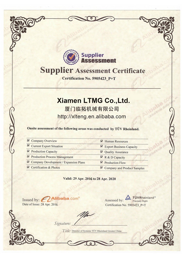 Supplier Assessment Certificate
